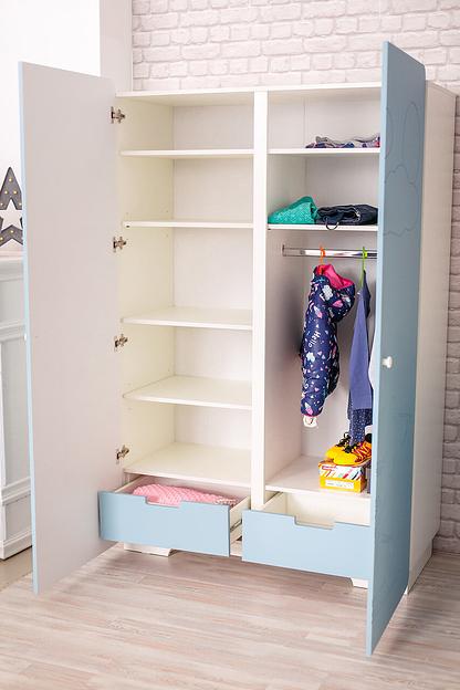 Шкаф 2-х дверный детский «Облако» голубой 1200 мм фото 2