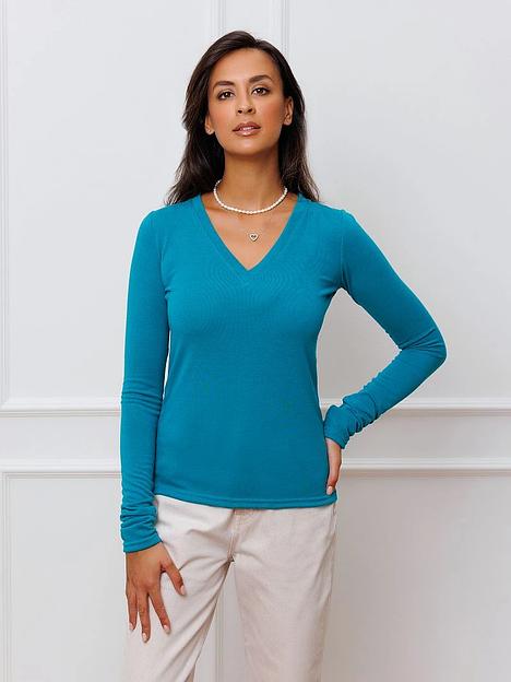 Лонгслив женский, голубой, Опт фото 2