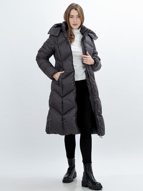 Пальто пуховое женское Ельское, темно-серый, опт фото 1