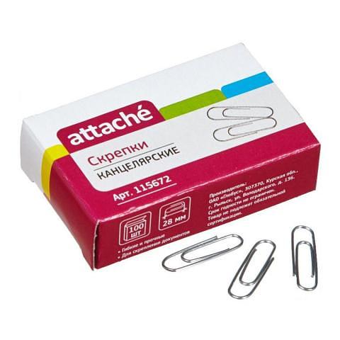 Скрепки 28мм круглые никелированные, 100шт, Attache фото 1