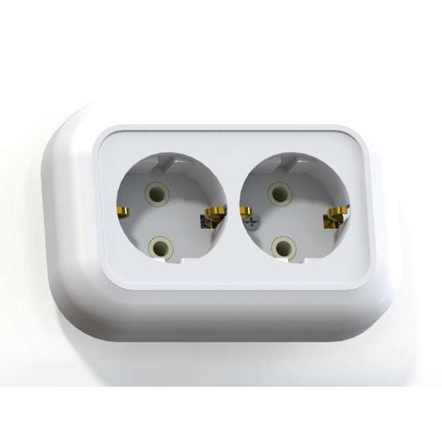 Розетка 2-м СП Валентина РС16-830 16А IP20 с заземл. бел. Кунцево 5447 фото 1