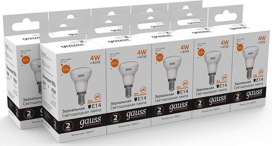 Лампа светодиодная Gauss Elementary 63114 4Вт цок.:E14 рефлек. 220B 3000K св.свеч.бел.теп. (упак.:10шт) фото 5