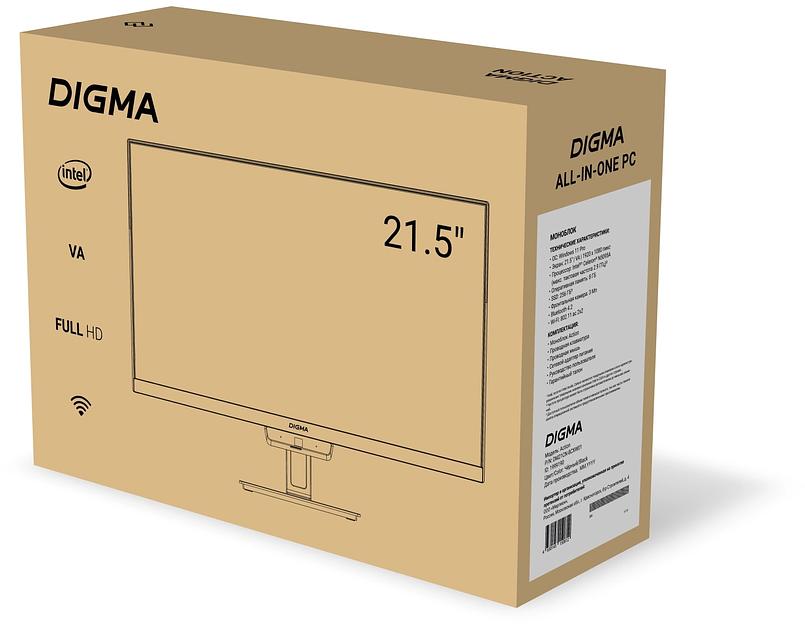 Моноблок Digma Action 21.5" Full HD N95 (1.7) 8Gb SSD256Gb UHDG 600 CR Windows 11 Professional GbitEth WiFi BT 36W клавиатура мышь Cam черный 1920x1080 фото 5