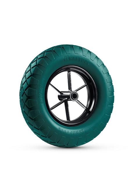 KRAFTOOL MAXDrive на спицевом диске, 4.80/4.00-8 х 380 мм, для тачек (арт. 39860, 39862), подшипник - 20 мм, колесо полиуретановое для тачек (39869) фото 1
