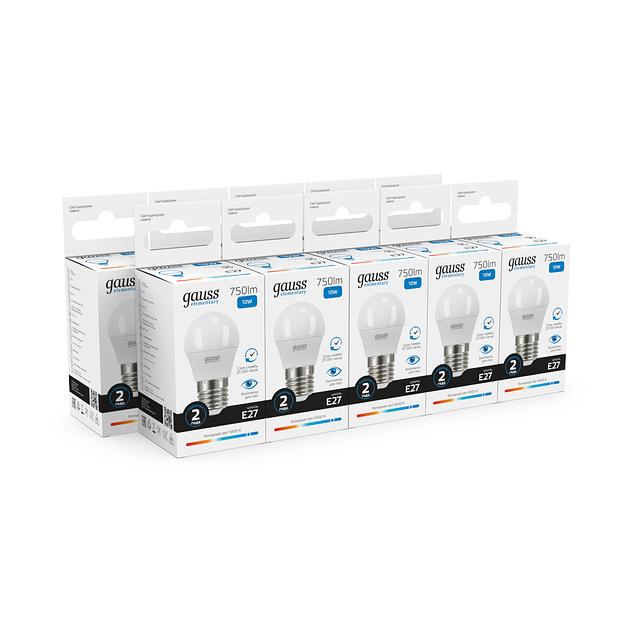 Лампа светодиодная LED 10 Вт 750 лм 6500К AC180-240В E27 шар P45 холодная Elementary фото 3