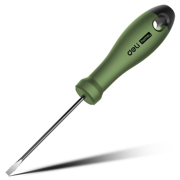 Шлицевая отвёртка "Home Series Green" Deli HT1103L 3x75мм Эксклюзивный дизайн, рукоятка из высококачественного софттач пластика фото 1