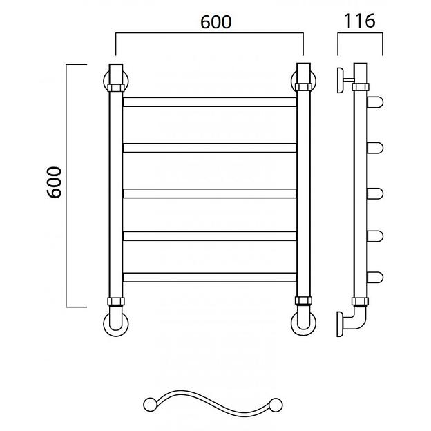 Полотенцесушитель водяной Роснерж Волна L101000 60x60 фото 2