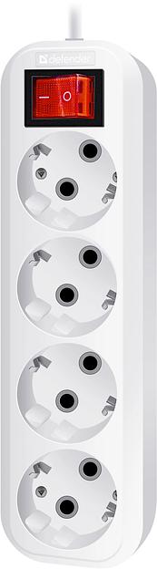 Сетевой удлинитель Defender L340 5м (4 розетки) белый (пакет ПЭ) фото 1