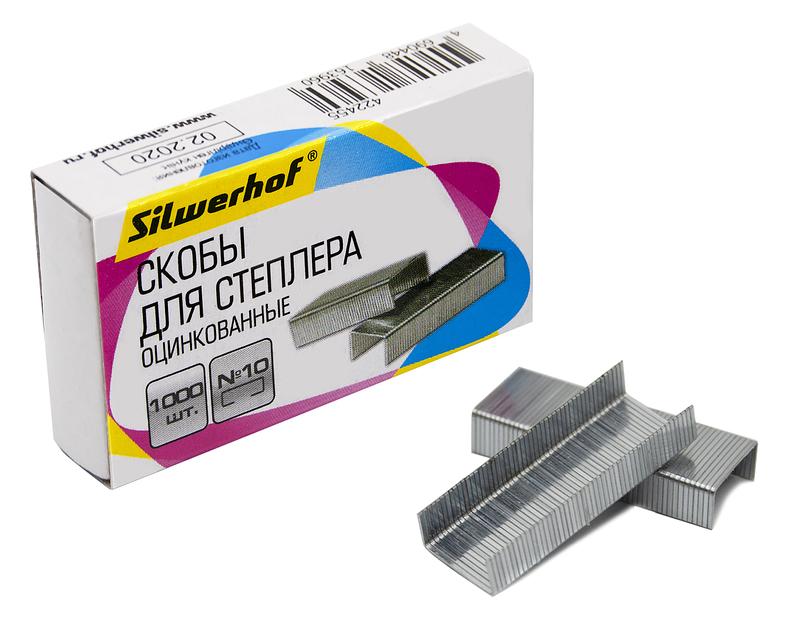 Скобы для степлера N10 Silwerhof оцинкованные кор.карт. (упак.:1000шт.) фото 1