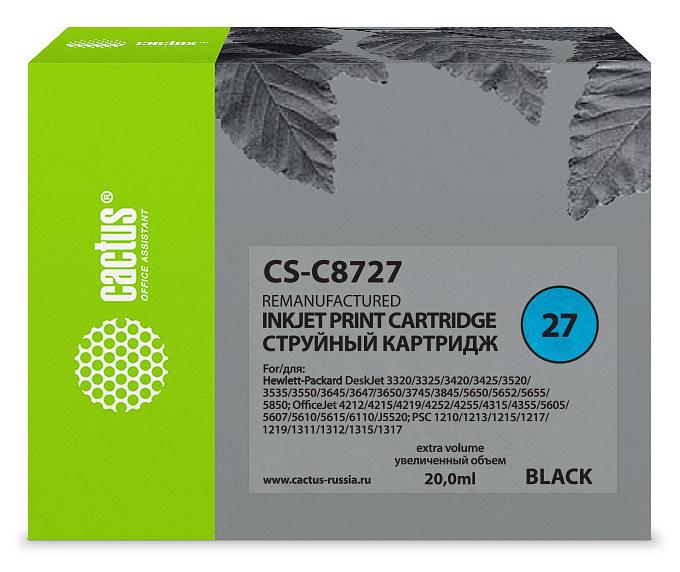 Картридж струйный Cactus CS-C8727 №27 черный (20мл) для HP DJ 3320/3325/3420/3425/3520 фото 1
