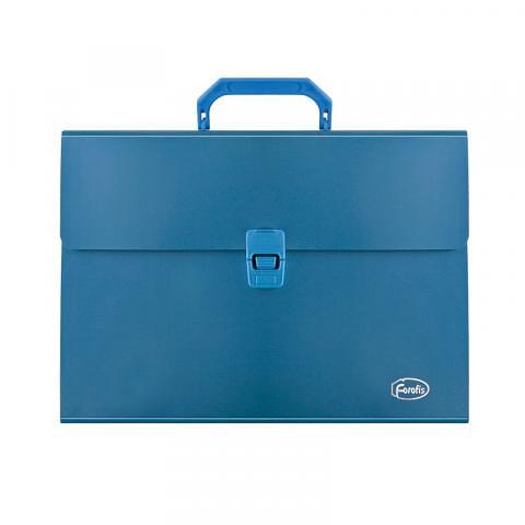 Папка-портфель с 12 отделениями, А4, с ручкой и защелкой, 0,70 мм, ПП, синий, Forofis фото 1