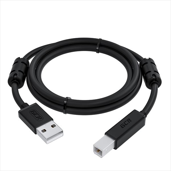 GCR Кабель PROF 2.0m USB 2.0, AM/BM, черный, ферритовые кольца, 28/24 AWG, экран, армированный, морозостойкий (GCR-52423) фото 3