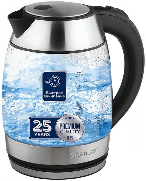 Чайник электрический Scarlett SC-EK27G94 1.7л. 2200Вт нержавеющая сталь (корпус: стекло) фото 1