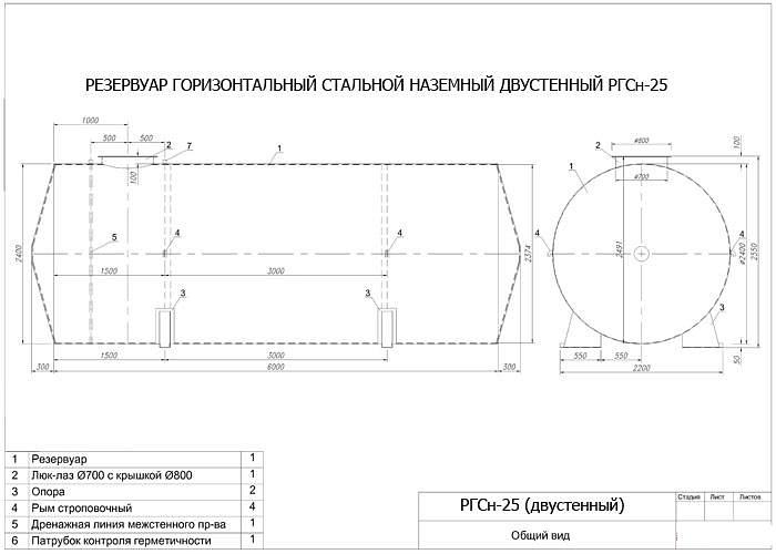 Резервуар горизонтальный стальной РГСн-25 фото 2