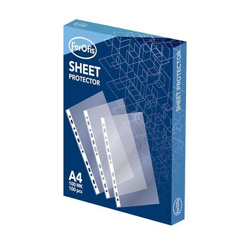 Файлы с перфорацией А4, 100мкр, глянцевые, 100шт, Forofis фото 1