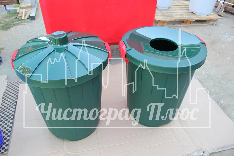 Бак пластиковый 105 л бежевый с крышкой-воронкой фото 5