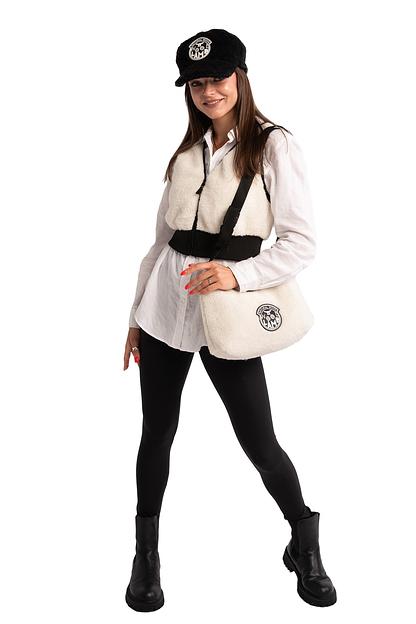 Меховая сумка на молнии из овечьей шерсти, ваниль опт фото 4