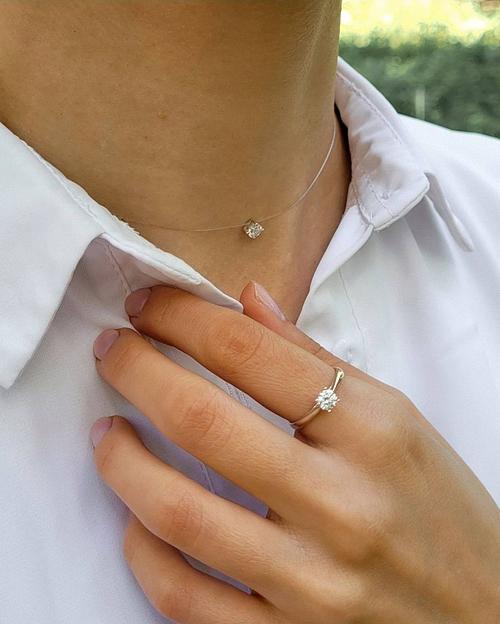 Колье невидимка с кулоном фианит на леске серебро 925 фото 4