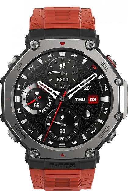 Смарт-часы Amazfit T-Rex 3 A2323 48.5мм 1.5" AMOLED корп.темно-серый рем.красный разм.брасл.:145-210мм (1746757) фото 2