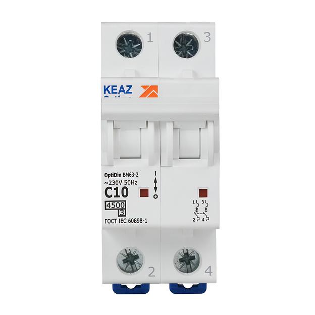 Выключатель автоматический модульный OptiDin BM63-2C10-4.5-УХЛ3 КЭАЗ 326802 фото 2