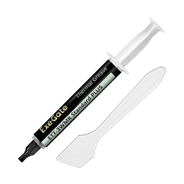 Exegate EX296092RUS Термопаста ExeGate ETT-3WMK Standard PLUS (3,2 Вт/(м•К), 3г, шприц с лопаткой) фото 1