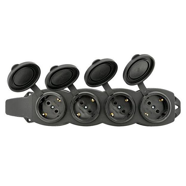 EKF RPS-020-16-230-44 Розетка четырехместная с защит. крышками каучуковая 230В 2P+PE 16A IP44 EKF PROxima фото 8