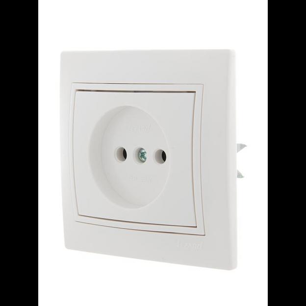 Розетка 1-м СП Mira 16А IP20 без заземл. с бел. вставкой керамика бел. LEZARD 701-0202-121 фото 2