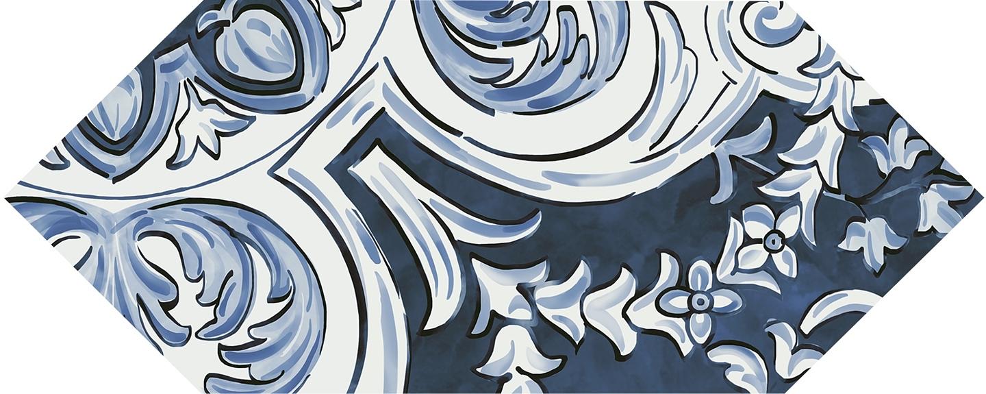 Декор Kerama Marazzi Алмаш 3 синий глянцевый 140x340 фото 1