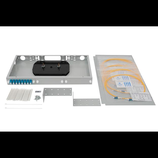 Кросс оптический 19" (ШКОС) укомплектованный на 16 LC портов (комплект с розетками и пигтейлами) фото 2