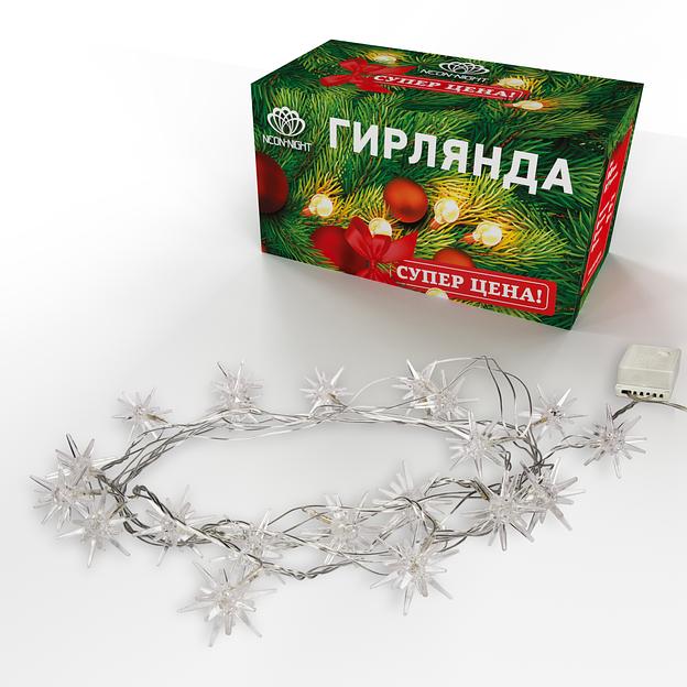 Neon-night 303-036 Гирлянда светодиодная "Снежинки" 20 LED БЕЛЫЕ 2,8 метра фото 6
