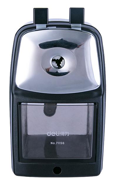 Точилка для карандашей механическая Deli 71156BLACK 1 отверстие металл черный фото 3