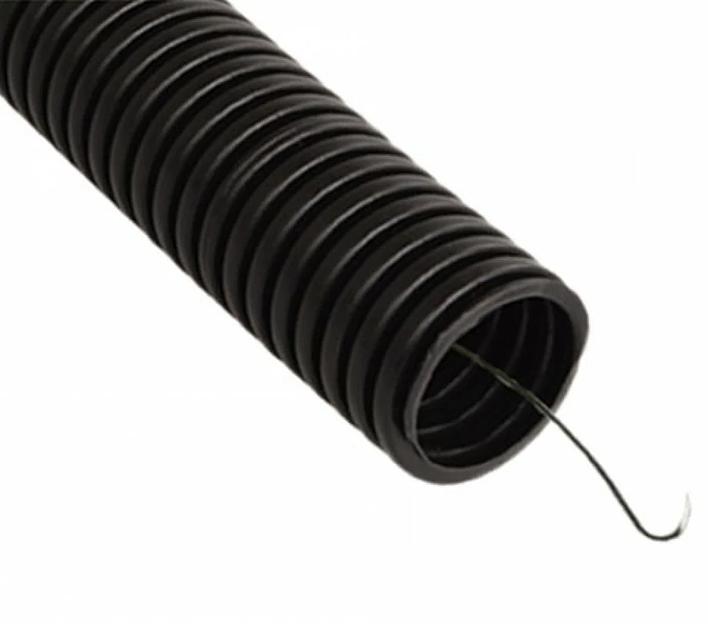 Труба гофрированная из ПНД с зондом 16 мм, лёгкого типа, чёрного цвета фото 1