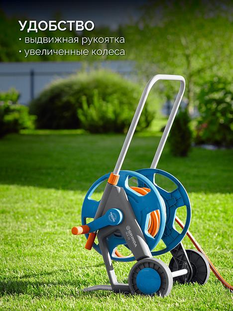 GRINDA HCK-25, шланг 25м x 1/2″, поливочный набор 4 предмета, усиленные колеса, телескопическая ручка, катушка со шлангом в комплект ProLine (428461) фото 5