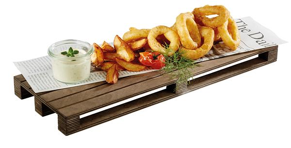 Доска для подачи прямоуг. 400*150*30 мм. Паллета темное дерево APS /1/40/ фото 1