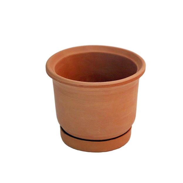 Керамический горшок Терракот с подставкой, 0,9л.,терракотовый фото 1