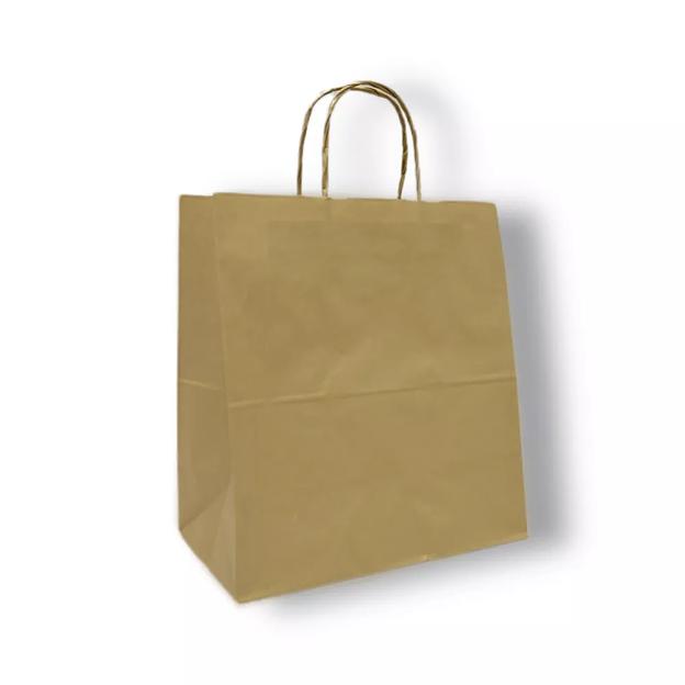 Крафт пакет с крученой ручкой 1 сл - 28х24х14 НМ, Опт фото 1