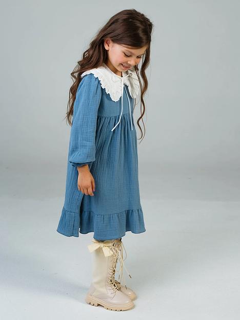 Платье MINI DI «Николь» грозовой однотон, муслин, арт.340/1000 ОПТ фото 3