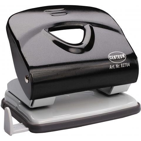 Дырокол до 30 л., с линейкой, стальной, черный, Centrum BLACK METALLIC фото 1