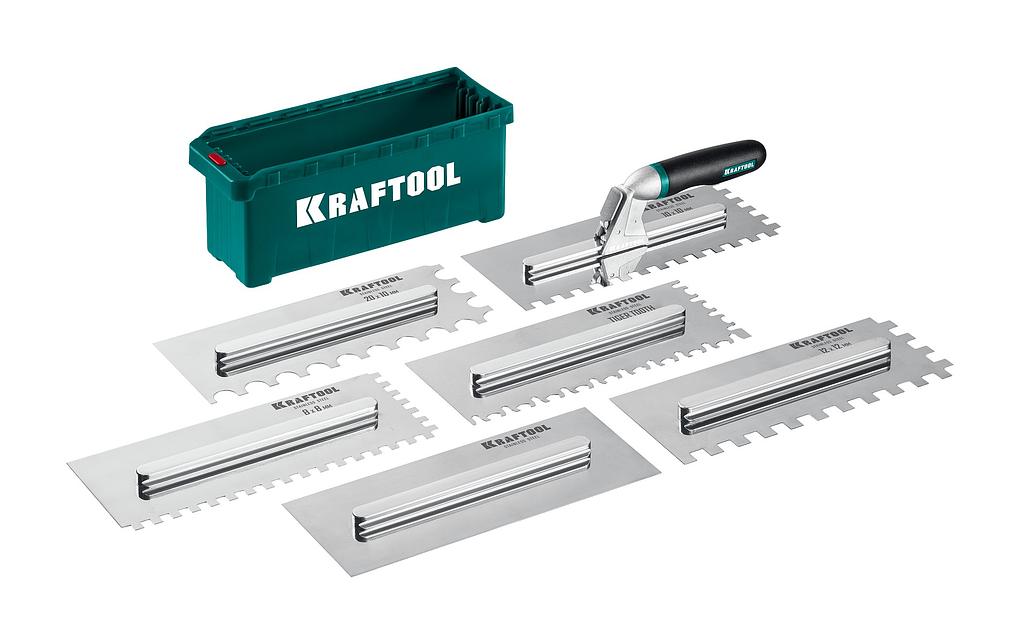 KRAFTOOL 280х115 мм, набор нержавеющих гребенок (6шт) со сменной 2к ручкой, в пластиковом кейсе (33268-H6) фото 1