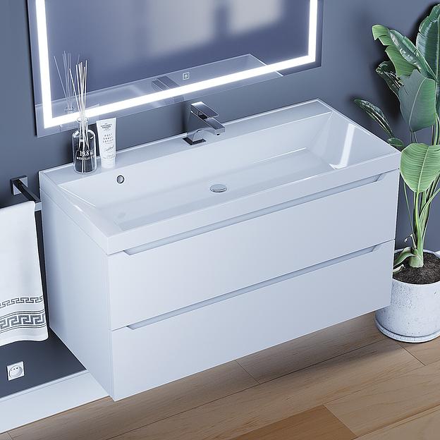 Тумба под раковину для ванной Uperwood Tanos 100 см, подвесная, белая матовая фото 2