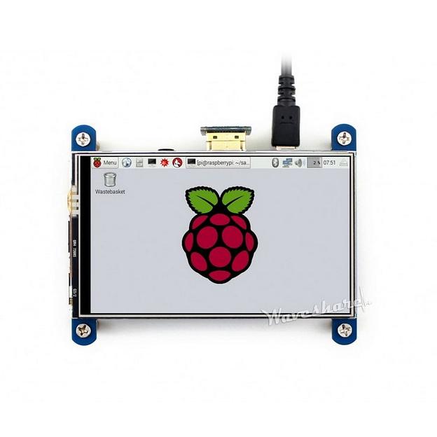 Модуль дисплея ACD18-RA333 Waveshare 4" резистивный сенсорный дисплей без корпуса, 800*480 IPS матрица, вход HDMI питание по USB, для Raspberry Pi 3 (WS12030) фото 3