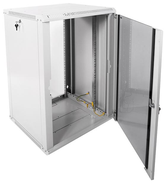 Шкаф коммутационный ЦМО ШРН-ЭКОНОМ (ШРН-Э-18.500-9005) настенный 18U 600x520мм пер.дв.стекл 75кг черный 470мм фото 3