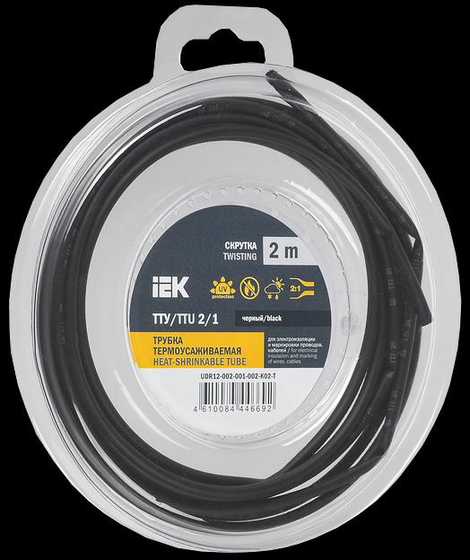 Трубка термоусадочная ТТУ нг-LS 2/1 черная (2м/упак) IEK фото 1