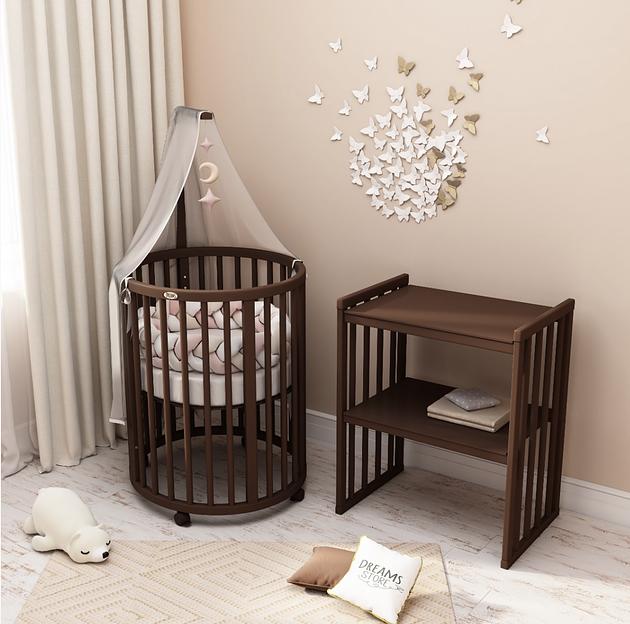 Круглая кровать-трансформер 8 в 1 Dreams, Премиум, Венге фото 1