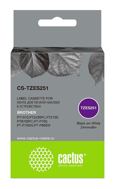 Картридж ленточный Cactus CS-TZES251 TZe-S251 черный для Brother 1010/1280/1280VP/2700VP фото 1