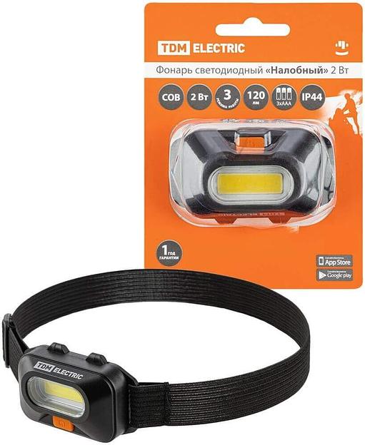 Фонарь "Налобный" 2 Вт COB, 120 лм, 3*AAA TDM фото 1