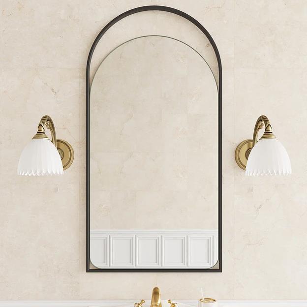 Зеркало в раме настенное арка, 102 х 52 см, black ОПТ фото 2