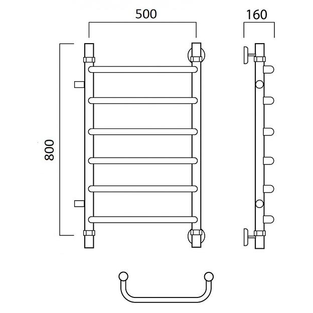 Полотенцесушитель водяной Роснерж Скоба L102001 80x50 с боковым подключением 400 фото 2