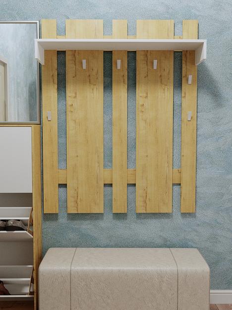 Вешалка настенная Wood&Stone «Малави» дуб бунратти, белый 104×28.2×130 см фото 6