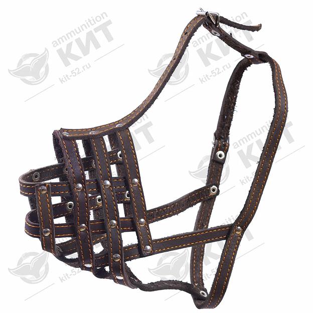 Намордник №13 из натуральной кожи (решётчатый) ОПТ  фото 1